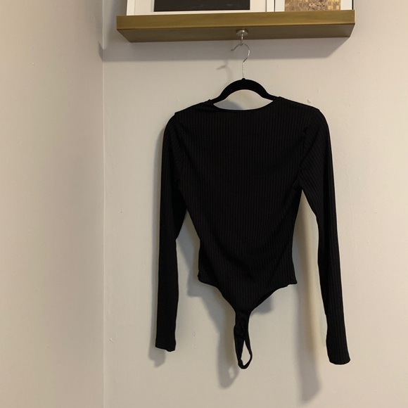American Apparel Black Ribbed Bodysuit Size L - Picture 3 of 3